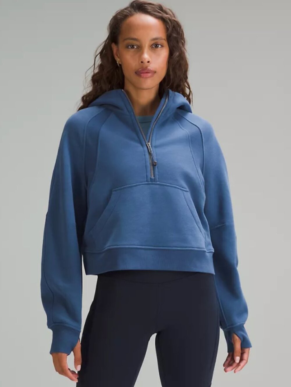 Scuba Oversized Half-Zip Hoodie in Pitch Blue